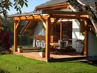Pergola Bioclimatique Circulaire Noire 2,5m avec Écran en Bois et Éclairage LED pour Balcon Extérieur, Facile à Assembler