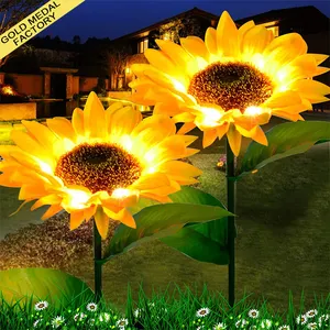 Sunflower Solar Lights With Stem Light LED Outdoor Backyard Pathway Courtyard Terrace Garden Decor Flower Lawn Lamp