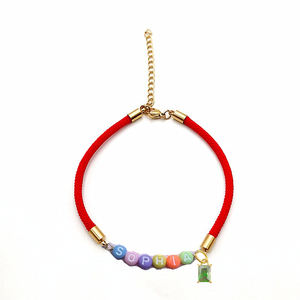 Bracelet personnalisé avec nom, bracelet personnalisé avec lettre et breloque, bijoux faits à la main réglables, cadeau pour la fête des mères, minimaliste - Product Image 1