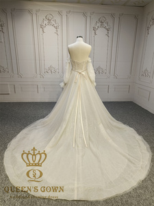 Queens vestido hecho a mano con cuentas cinturón A-Line vestido de novia 3D flor brillante encaje corazón hueso cuerpos hecho a mano nupcial - Product Image 5
