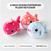 Porte-clés en peluche poisson-bouffant mignon, doux, motif pois blancs, bouche en forme de cœur, pendentif pour sac à dos, cadeau