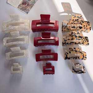 مجموعة مشابك شعر رائجة البيع بأحجام 5 سم و10 سم و12.5 سم و13.5 سم، مشابك شعر مستطيلة من الأسيتات للنساء، مجموعة مشابك شعر كبيرة مخصصة للنساء موديل 2026 - Product Image 1