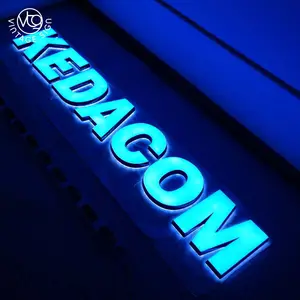 Akrilik Kustom 3D Diterangi Surat Toko Tanda Depan Logam Lampu Depan Nomor LED Saluran Surat Kustom LOGO Perusahaan Anda