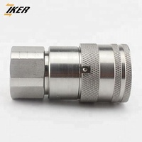 Connecteur rapide hydraulique à filetage femelle de type valve à face plane en acier inoxydable 304 série ISO 16028 avec verrouillage à encliquetage