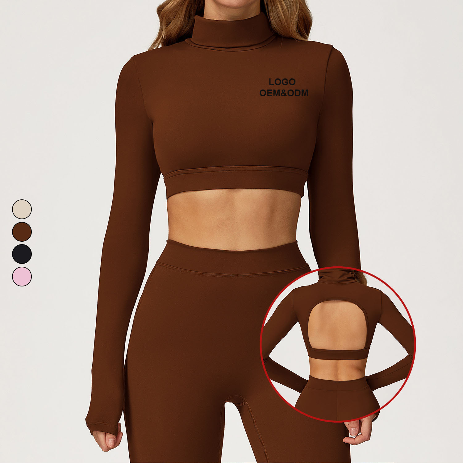 Women's Long Sleeved Crop Top with Hollowed Out Back Design for Outdoor Sports Running Fitness Yoga Top