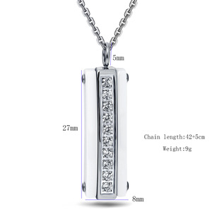 Collar con colgante de cerámica y acero inoxidable, incrustaciones de circonita rectangular de 8mm, para mujer, uso diario, regalo, joyería - Product Image 5
