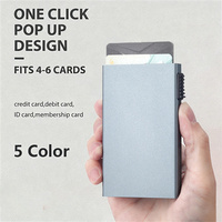 Dompet Logam Aluminium Kustom Laser Personal untuk Pria, Minimalis Tipis, Perlindungan RFID, Tempat Kartu Bank Kustom