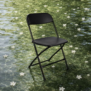 Modern Black Foldable Metal Frame <b>Plastic</b> <b>Chair</b> with Lightweight Design-Durable Farmhouse Outdoor Furniture - Product Image 1