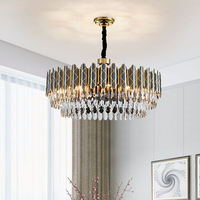 Nouveau Style design américain k9 cristal suspension pièces rectangle luxe Led lustres noirs pour salon