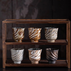 Wholesale Vintage Ceramic Coffee <b>Cups</b> Irregular-shaped Casual <b>Cups</b> Japanese Coarse Earthenware Tea <b>Cups</b> - Product Image 1
