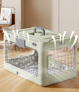 Cage de transport pliable, respirante, portable, en plastique, grande taille, approuvée par les compagnies aériennes, pour chiens et chats, livraison rapide, en vente - Product Image 5