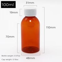 Bouteille en PET ambré de 100 ml en gros avec bouchon à vis pour sirop, contenant de médicament liquide pour soulagement de la toux, emballage de liquide oral médical