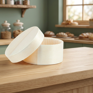 Caja Redonda de Madera Ecológica para Postres con Tapa, Envase Desechable para Pasteles y Tartas, Impresión de Logotipo Personalizado con Láser OEM - Product Image 4