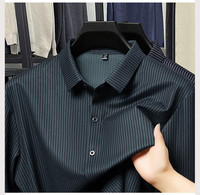 Nouvelle chemise décontractée à manches longues pour homme, rayée, 100 % polyester, respirante, anti-rétrécissement, anti-UV, anti-plis, écologique, pour l'automne