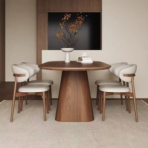 Hiện đại Đan Mạch phong cách Châu Âu óc chó kết thúc rắn gỗ bàn ăn với bệ gỗ cơ sở - Product Image 4