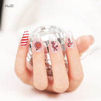 Série de Noël - Prix compétitif - Autocollants pour ongles en forme de cœur français 2D - Imperméables - Bandes adhésives pour ongles