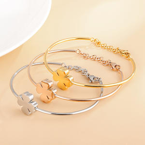 गर्म बिक्री रंगीन कंगन महिलाओं चार पत्ती सोने स्टेनलेस स्टील तिपतिया घास कंगन - Product Image 4