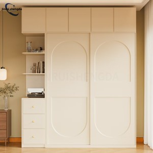 Armoire coulissante à portes arquées JRSD en chêne massif, placard en bois de 18 mm d'épaisseur de qualité ENF, grande armoire de rangement pour chambre à coucher - Product Image 2