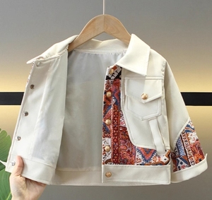 Nouveau produit personnalisé, manteau brodé pour enfants, manteau à manches longues pour garçons, veste confortable à col rabattu en cuir - Product Image 2