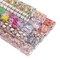 Personalizado 30CM * 120CM oso sandía patrón vinilo sintético Faux cuero hojas tela impermeable para silla bolsa sofá ropa