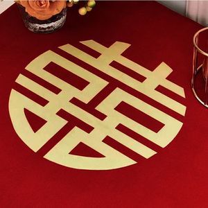 Red Printed Double Happiness <b>Tablecloth</b> Square Polyester Wedding Dustproof Cover for Bedside Table Refrigerator Washing Machine - Product Image 3