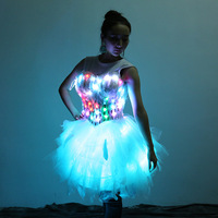 Costume de performance LED blanc pour femme, avec batterie rechargeable, lumineux, inspiré des robots, pour scène, rave, danse, taille personnalisée