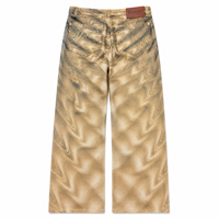 Jeans droits personnalisés pour hommes, style urbain, séchage rapide, 14oz, poids lourd, beige, estampage à chaud, kaki, imprimé marbré, automne/hiver