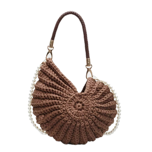 Creative Conch Shaped Crochet Women's Shoulder Bags Stylish Portable Funny <b>Cute</b> Pearls Chains Handmade Weave Crossbody <b>Purses</b> - Product Image 1