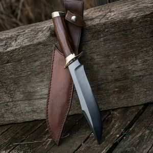 Bushcraft Knife with Wood Handle Carbon Steel Blade Drop Point Design <b>Leather</b> Sheath Outdoor Survival <b>Tool</b> OEM 35cm - Product Image 1
