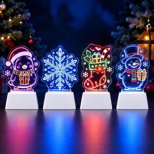 Lámpara de Noche LED Acrílica Navideña, Diseño Personalizado de Santa Claus, Muñeco de Nieve y Reno, Lámpara Decorativa de Mesa para Regalos Navideños - Product Image 1