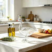 Bouteille à liqueur en verre dépoli transparent en forme de canard, en borosilicate de haute qualité, avec bouchon hermétique, pièce décorative pour bar à domicile
