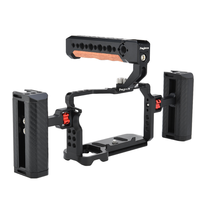 Poignée supérieure universelle pour appareil photo Poyinco en alliage d'aluminium et bois, avec broches de localisation ARRI 3/8 pouces, design léger et support griffe froide