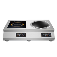 Cuisinière à induction professionnelle double électrique commerciale 5000W haute puissance 2 brûleurs haute performance en acier inoxydable