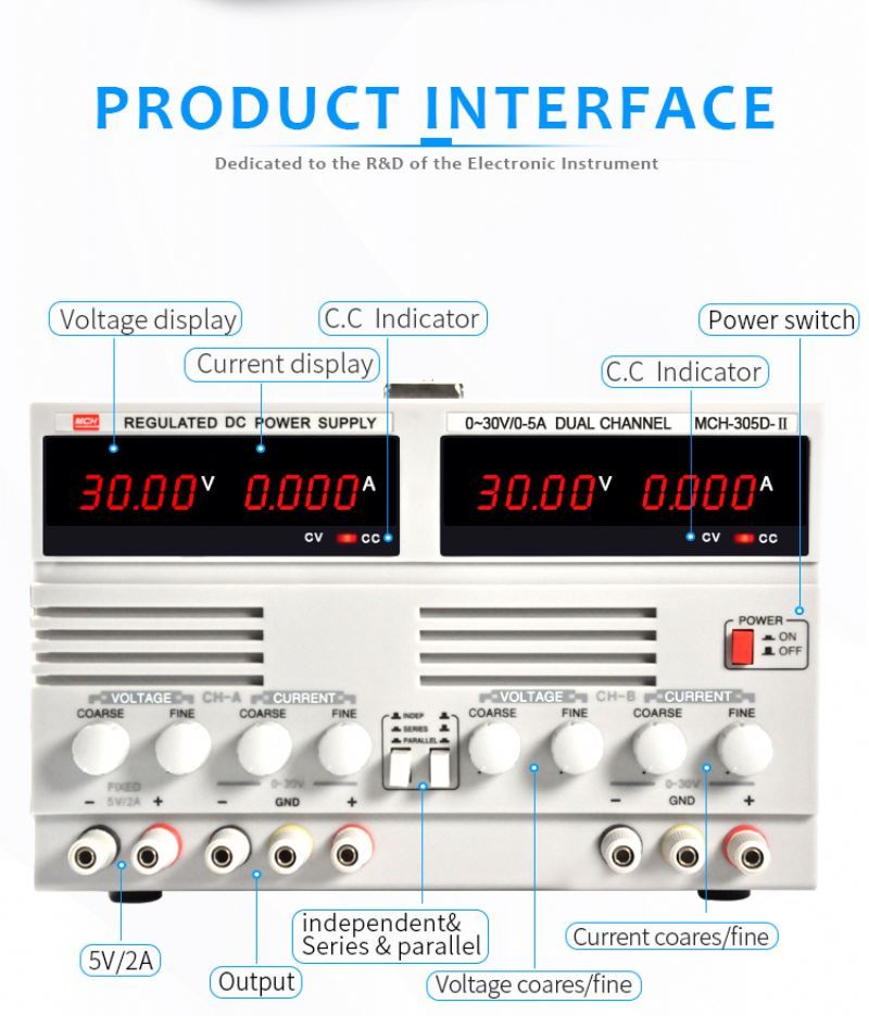 Competitive Price Dual 4 Channel Linear DC Power Supply