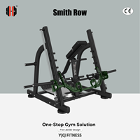Machine Smith Row en acier avec assise, coussin de poitrine central, bras de traction indépendants, colonnes de guidage doubles et supports de poids latéraux pour usage commercial