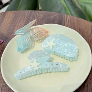 Pinzas y Broches para el Cabello de Acetato de 11 cm, Serie Océano, Color Sólido, Estilo Japonés y Coreano, para Niñas, Bodas y Fiestas - Product Image 3