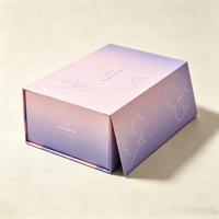 Boîte d'emballage rigide personnalisée avec logo dégradé rose et violet, élégante boîte cadeau pliable magnétique pour kit de soins de la peau