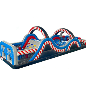 Parcours d'obstacles gonflable Lilytoys Color Dots en PVC, grand circuit de vagues, jeu de défi pour enfants, utilisation en plein air, carnaval et parc - Product Image 1