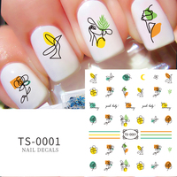 Autocollant d'art d'ongles à transfert d'eau numérique DIY, motif floral simple, rose, narcisse, cerisier, motif de langue, Zhengxiang