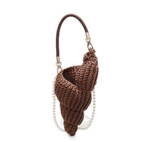 Sac à main en crochet tissé fait main pour femme, sac bandoulière coquillage de mer avec sangle en perles, sac à main coquillage