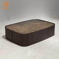 Meubles de bureau de luxe haut de gamme, table basse carrée en bois de luxe moderne avec plateau en marbre pour bureau, salon