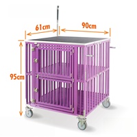 Cage de transport pour chien en aluminium léger, format trolley, pour animaux de petite à grande taille, portable, motif écossais, fermeture à bouton-pression