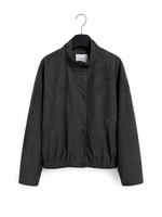 Veste en Faux Daim pour Femme, Col Montant en Polyester, Boutonnage Simple, Vêtement d'Extérieur Décontracté d'Automne, Fournisseur en Gros