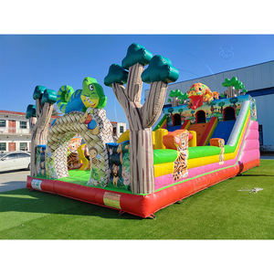 Parcours d'obstacles gonflable Dinosaures de la <span class=keywords><strong>Jungle</strong></span> avec toboggan, <span class=keywords><strong>jeu</strong></span> de défi pour fêtes d'enfants en extérieur - Product Image 4
