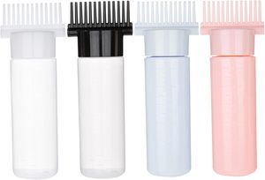 Brosse à cheveux en plastique à presser avec logo personnalisé, brosse démêlante humide et sèche, bouteilles d'applicateur d'huile pour cheveux avec échelle graduée - Product Image 2