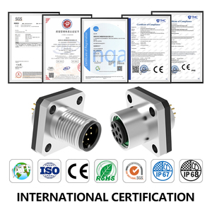 Vuông Mặt bích M12 Bảng điều chỉnh gắn kết nối A/B/D mã nam và nữ đựng <span class=keywords><strong>3</strong></span> 4 5 6 8 12 17 <span class=keywords><strong>pin</strong></span> không thấm nước M12 ổ cắm - Product Image 5