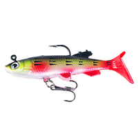 Lot de 5 leurres souples en gros/boîte, 8 cm et 10 cm, kit de leurres souples à tête plombée et queue de pagaie pour la pêche au brochet et au perch