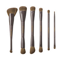 Ensemble de 11 pinceaux de maquillage double embout, personnalisation, fibres synthétiques, manche brun, brochas de maquillaje, marque privée, logo personnalisé