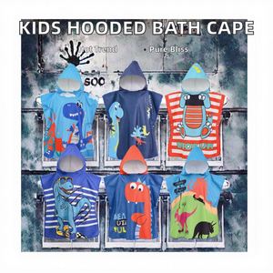 Serviette de bain jetable à séchage rapide en microfibre pour enfants, cape à imprimé dessin animé, peignoir à capuche pour bébé, serviette de plage pour tout-petits - Product Image 2