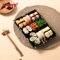 1111 Rectangle personnalisé japonais jetable plateau à emporter fast-food récipient en plastique emballage Sushi boîte plateaux avec couvercle
